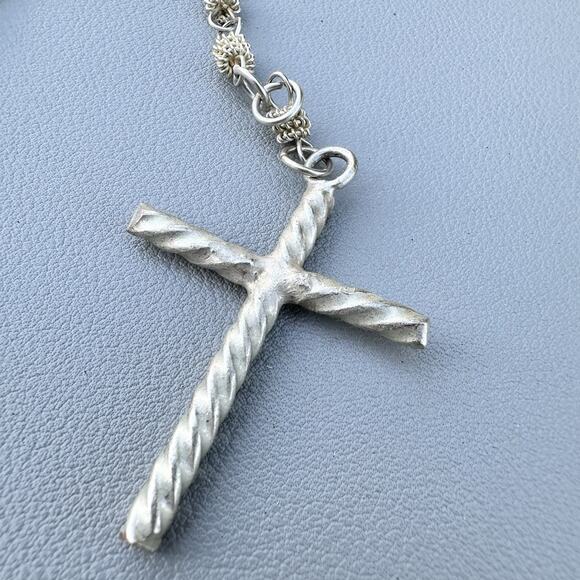 Vintage Silver Rosary Filigree Style Industrial Sculptural Minimalist Brutalist - Picture 2 of 5